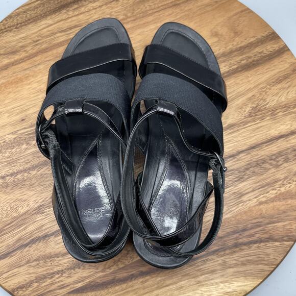 Dansko Sandals Womens 10.5 / 41 Black Wedge Platform Elastic Strap Comfort Shoes - Picture 5 of 8